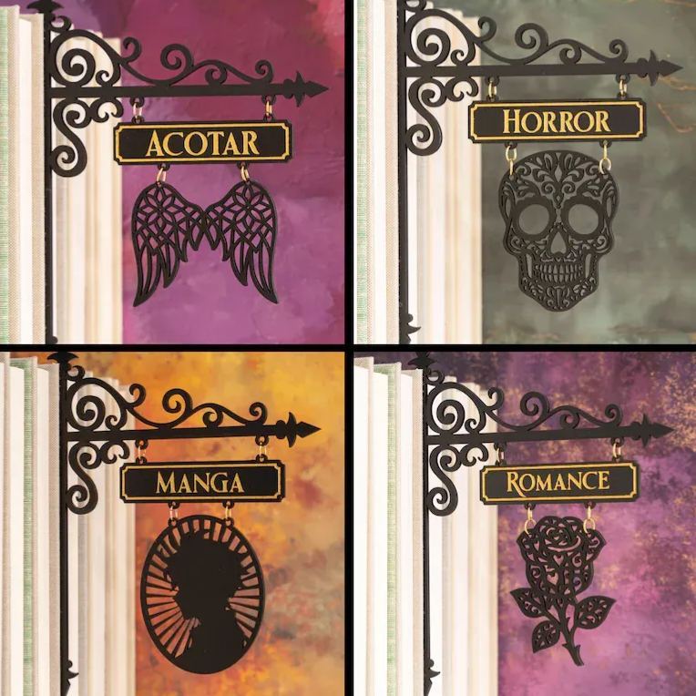 Handcrafted Bookshelf Dividers, Tavern Bookshelf Signs, Home Library Decor, Book Gift, Library Organizers, Reader Gift