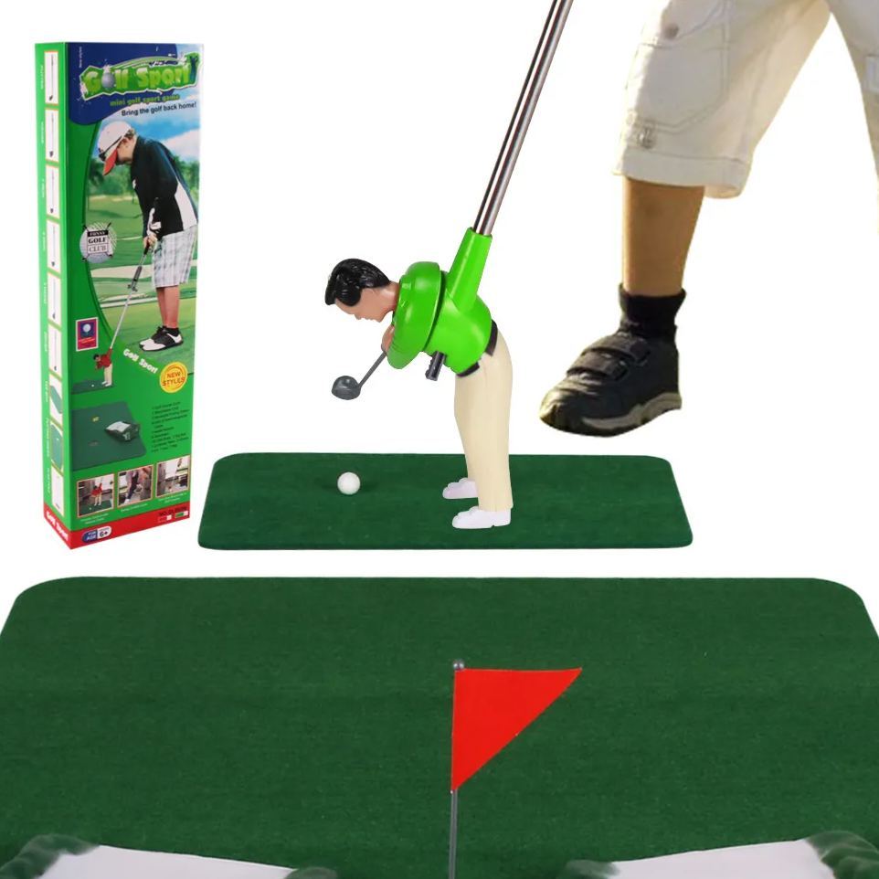 Mini Indoor Golf Playset for Kids with Figures Complete Miniature Golf Game with Clubs BallsCourse Accessories & Carpet Mat | Fun Indoor Golf Toy Gift