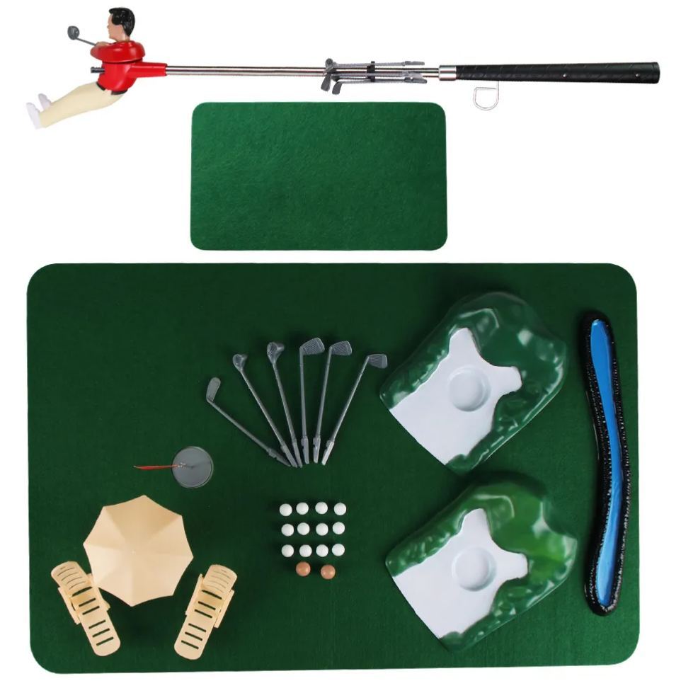 Mini Indoor Golf Playset for Kids with Figures Complete Miniature Golf Game with Clubs BallsCourse Accessories & Carpet Mat | Fun Indoor Golf Toy Gift