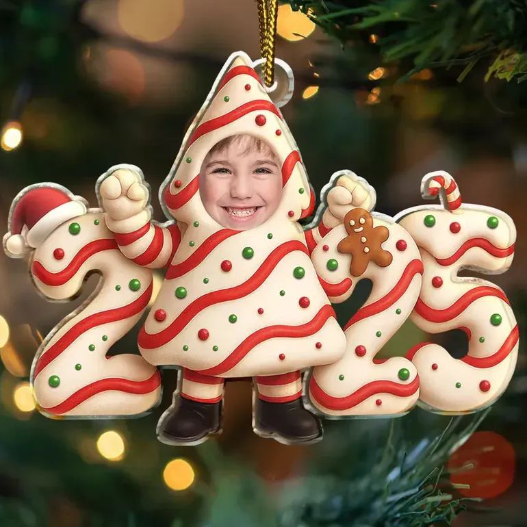 Custom Photo Christmas Tree Cake Funny Baby - Personalized Custom Shaped Acrylic Ornament