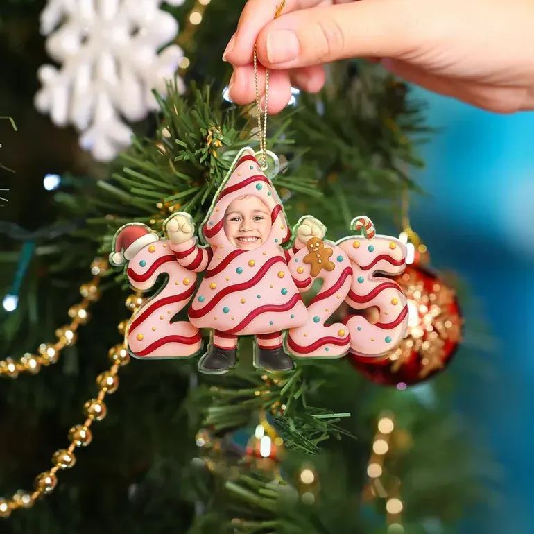 Custom Photo Christmas Tree Cake Funny Baby - Personalized Custom Shaped Acrylic Ornament