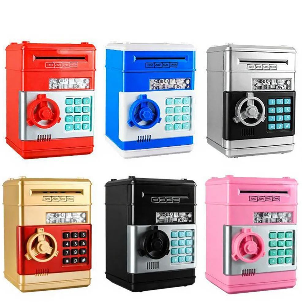 Mini Safe Money Box – Fingerprint Coin Bank, Password Lock Piggy Bank, Small Plastic Security Safe for Kids & Adults, Gift Savings Box