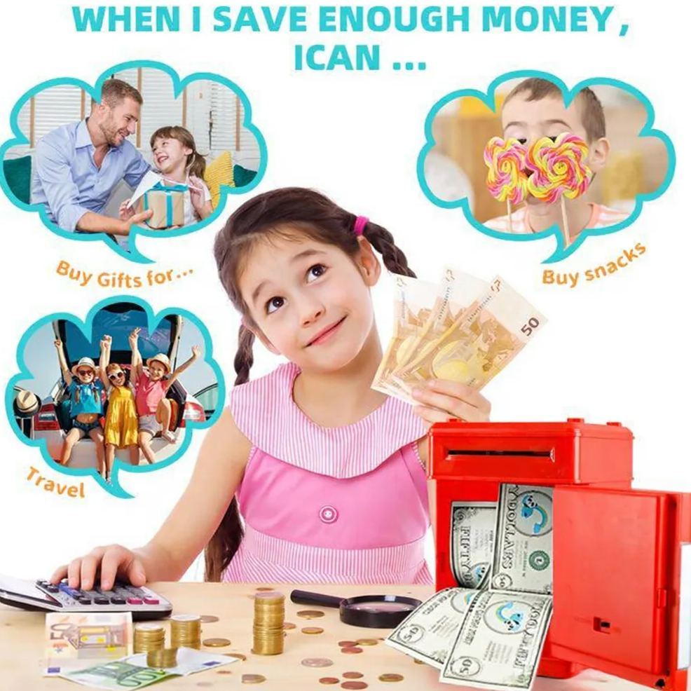 Mini Safe Money Box – Fingerprint Coin Bank, Password Lock Piggy Bank, Small Plastic Security Safe for Kids & Adults, Gift Savings Box