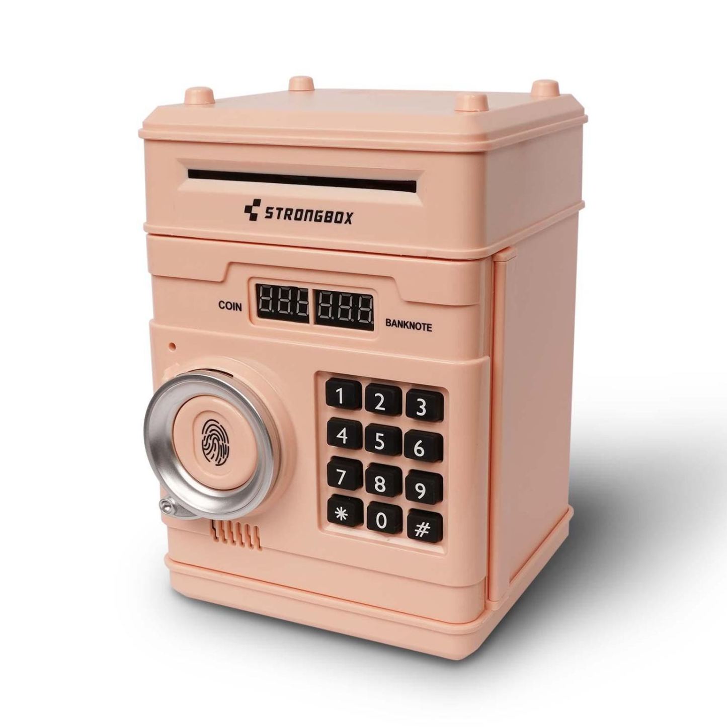 Mini Safe Money Box – Fingerprint Coin Bank, Password Lock Piggy Bank, Small Plastic Security Safe for Kids & Adults, Gift Savings Box