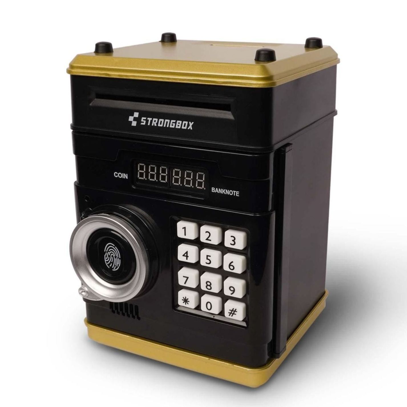 Mini Safe Money Box – Fingerprint Coin Bank, Password Lock Piggy Bank, Small Plastic Security Safe for Kids & Adults, Gift Savings Box