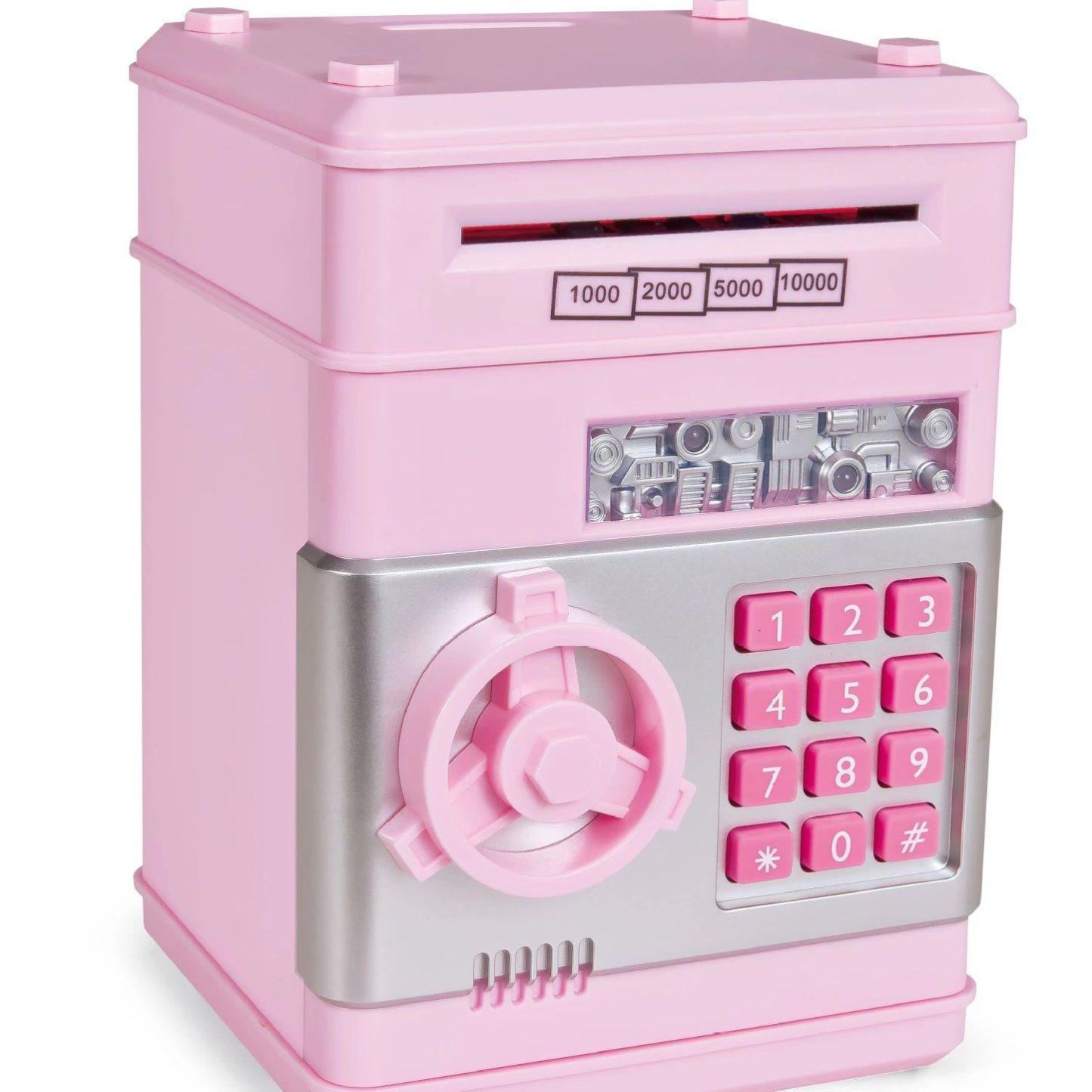 Mini Safe Money Box – Fingerprint Coin Bank, Password Lock Piggy Bank, Small Plastic Security Safe for Kids & Adults, Gift Savings Box