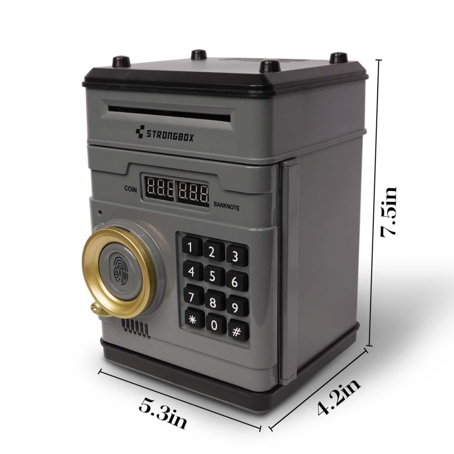 Mini Safe Money Box – Fingerprint Coin Bank, Password Lock Piggy Bank, Small Plastic Security Safe for Kids & Adults, Gift Savings Box