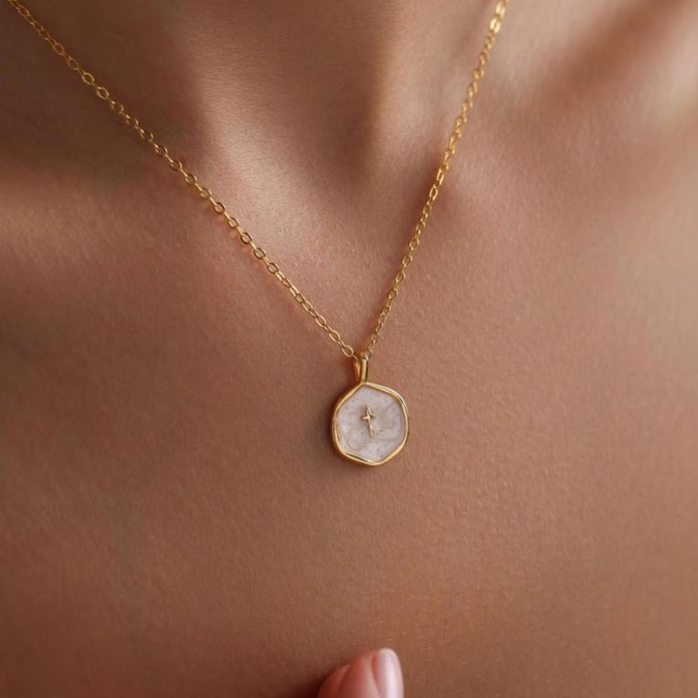 Gold Enamel Mini Cross Necklace, Tiny Cross Necklace, Religious Necklace, Enamel Necklace, Christian Gift for her, Christmas Gift