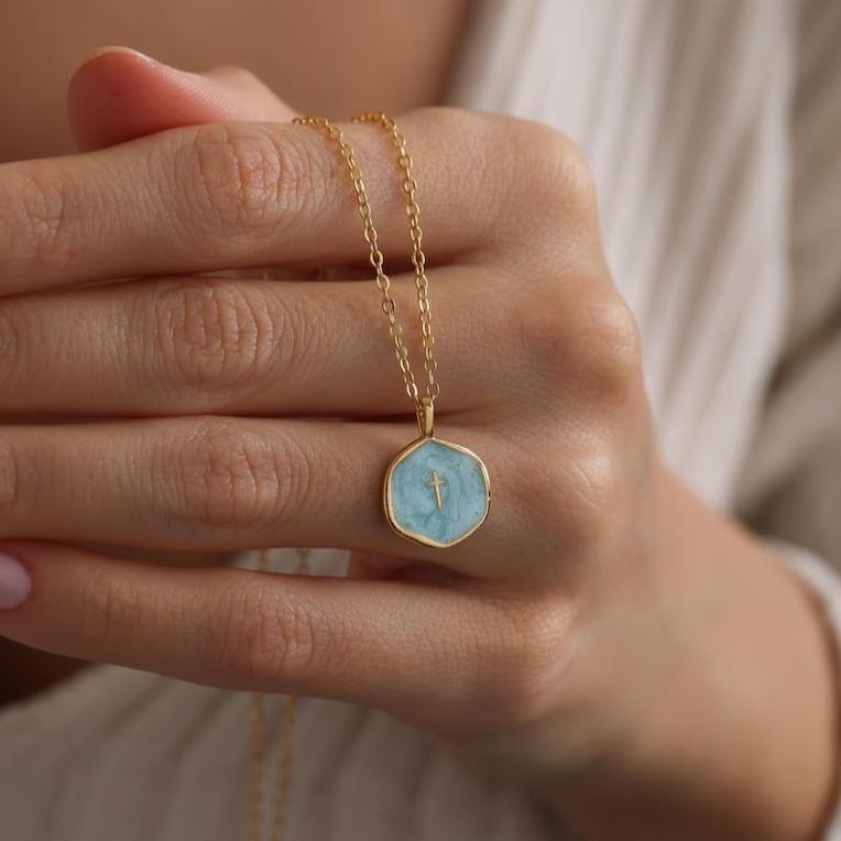 Gold Enamel Mini Cross Necklace, Tiny Cross Necklace, Religious Necklace, Enamel Necklace, Christian Gift for her, Christmas Gift