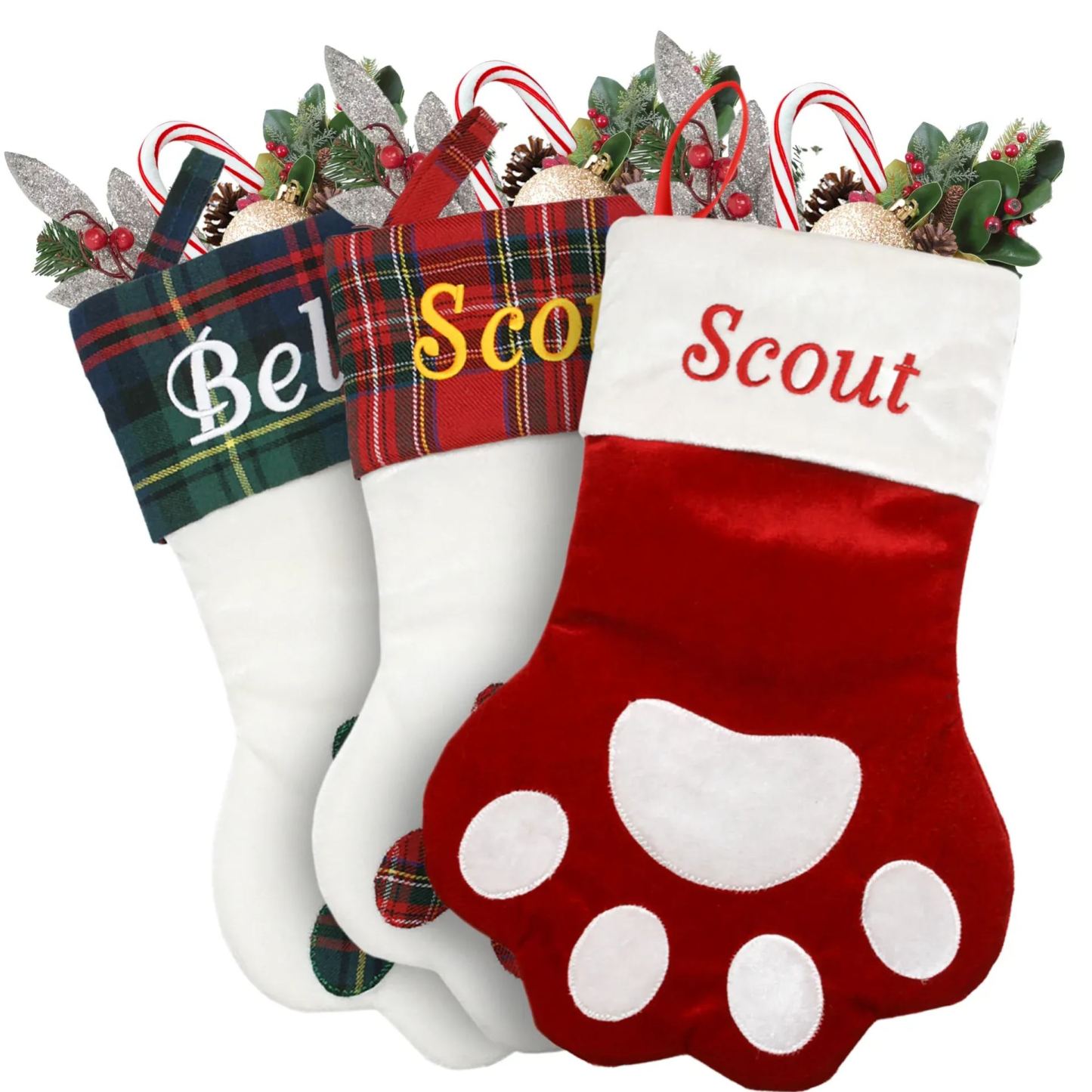 Paw Shaped Christmas Stocking for Pets, Personalized