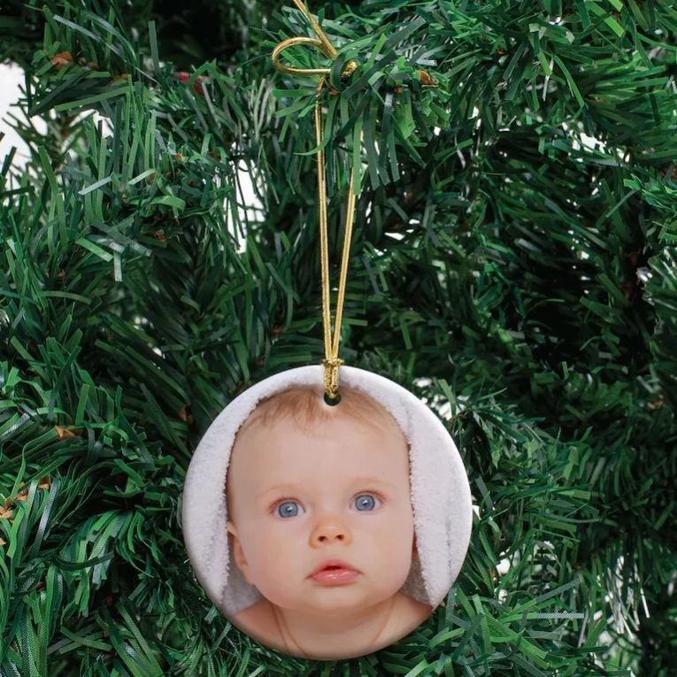 Photo Ornament, Custom Ornament, Personalized Christmas Ornaments, Just Married Ceramic Engagement Ornament First Christmas Gift for Her