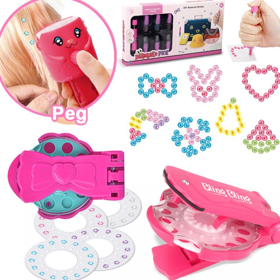 Blingbling Magic Nail Drill Machine, A Girl'S Pretend Play Hair Diamond Machine Toy, Bling Drilling Machine