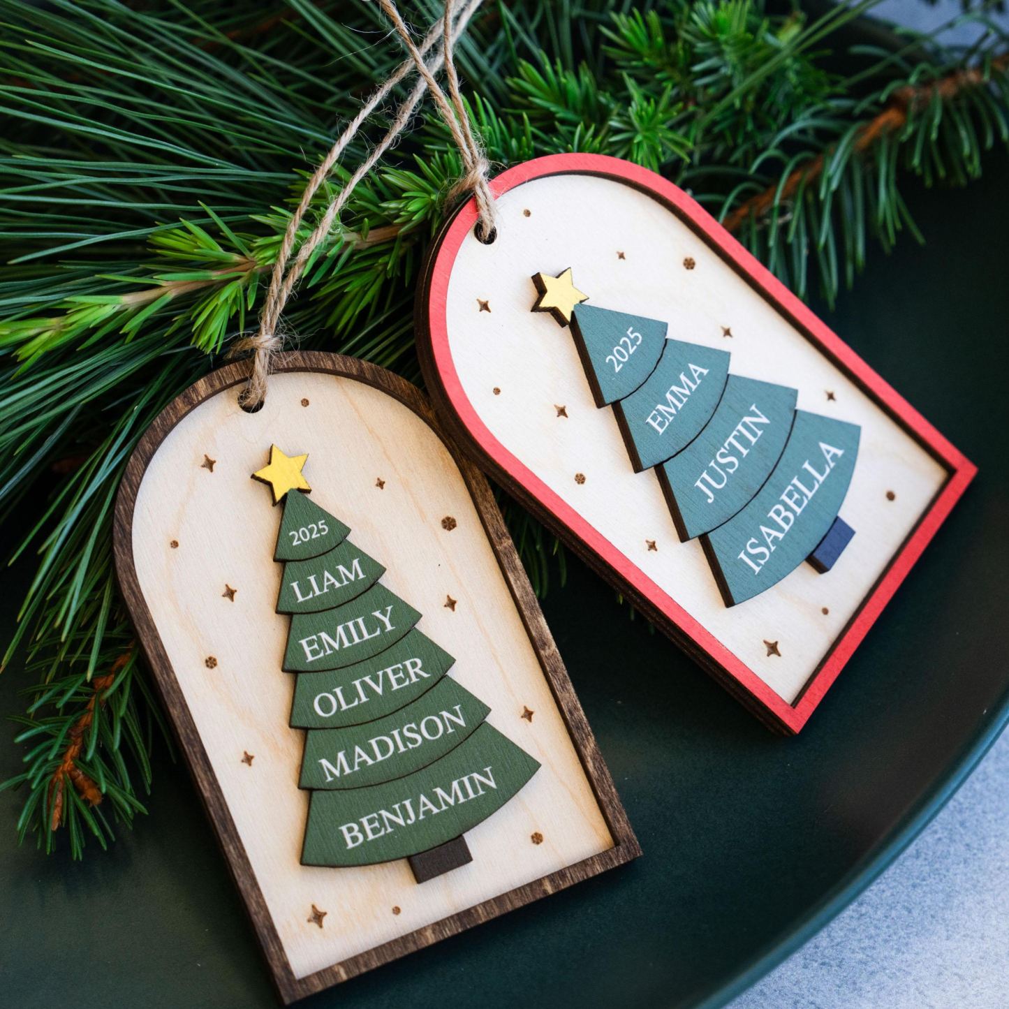 Family Christmas Ornament - 2025 Personalized 3D Ornament With Names - Christmas Tree Ornament