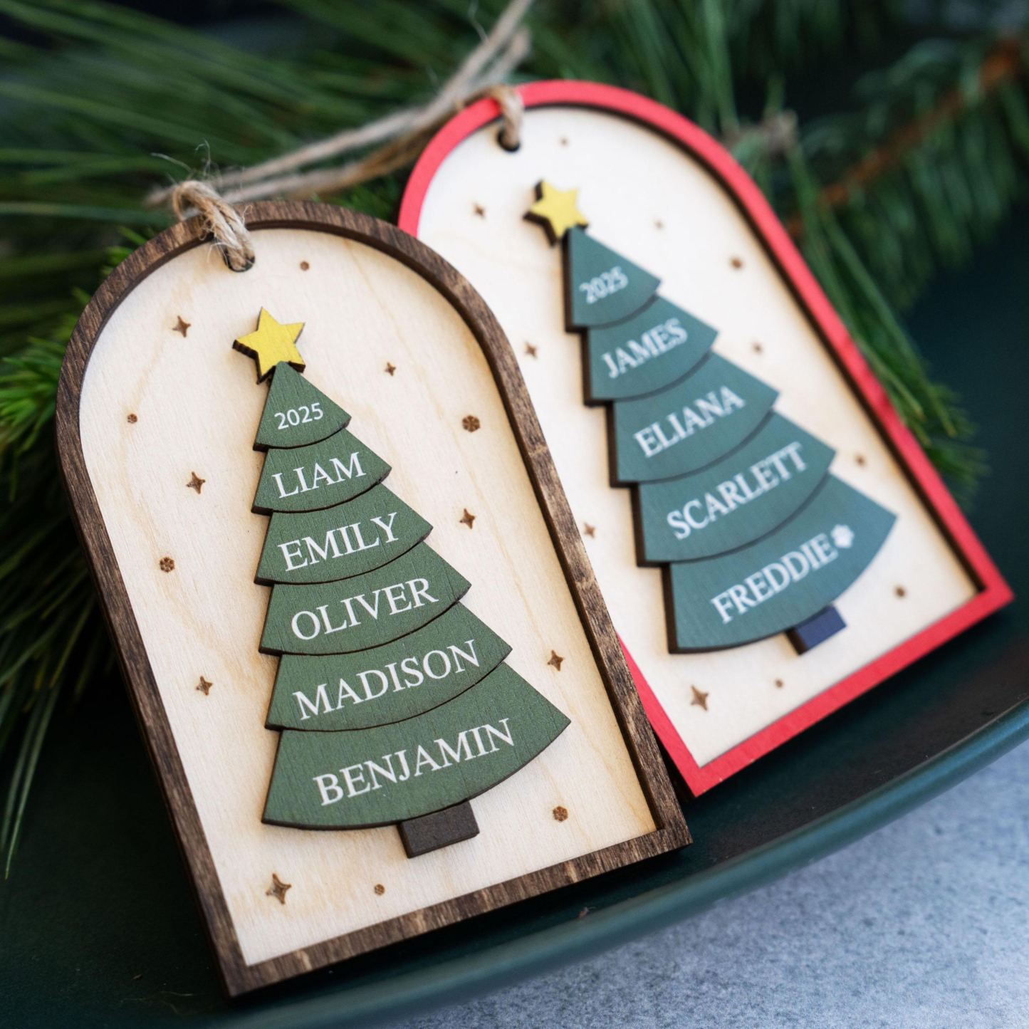 Family Christmas Ornament - 2025 Personalized 3D Ornament With Names - Christmas Tree Ornament