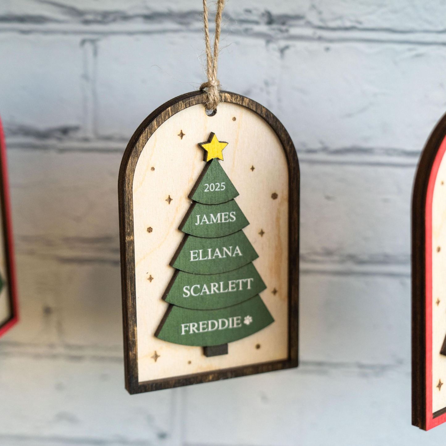 Family Christmas Ornament - 2025 Personalized 3D Ornament With Names - Christmas Tree Ornament