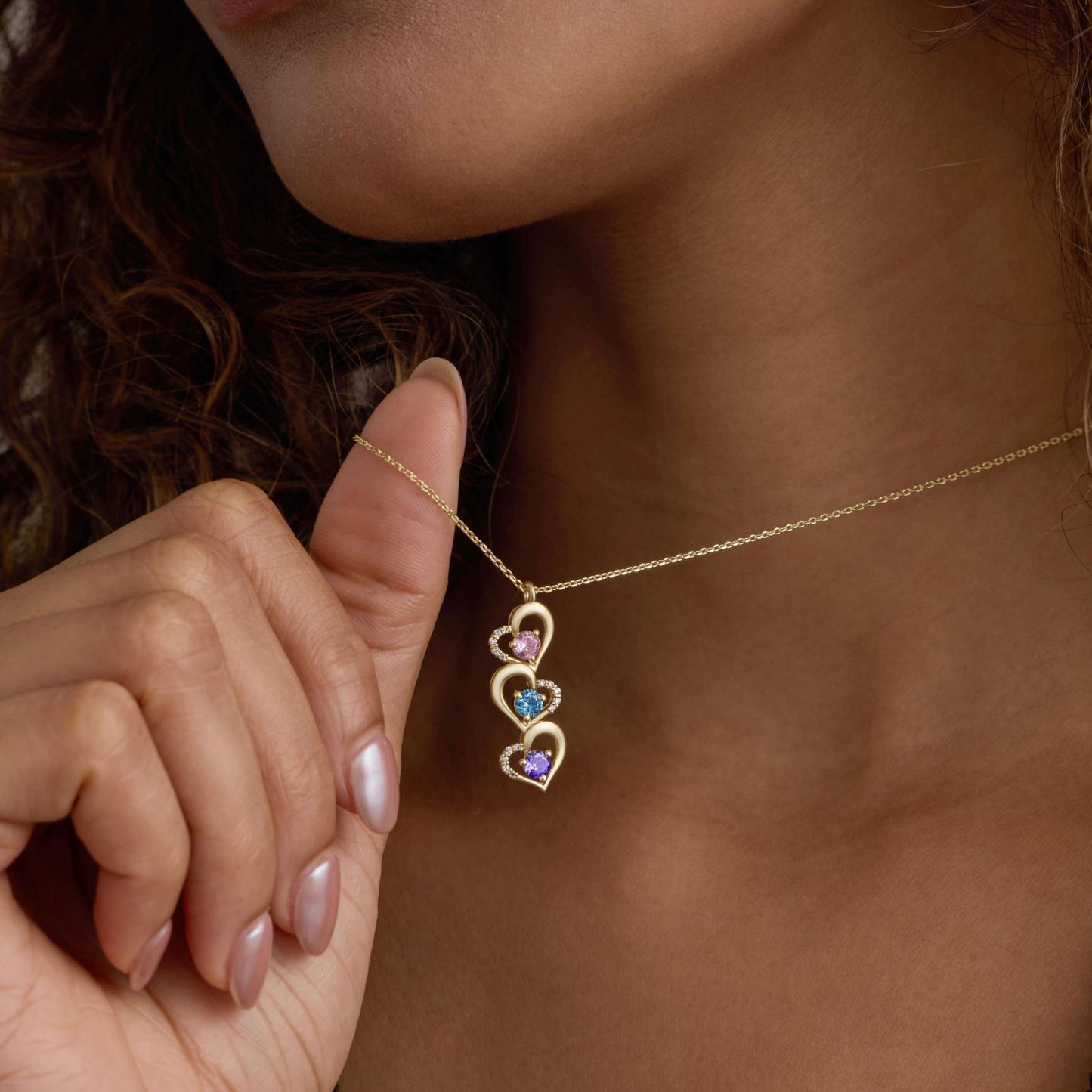 Customized Birthstone Heart Necklace, Family Birthstone Necklace, Multiple Birthstone Necklace, Mother's Necklace, Christmas Gift for Her