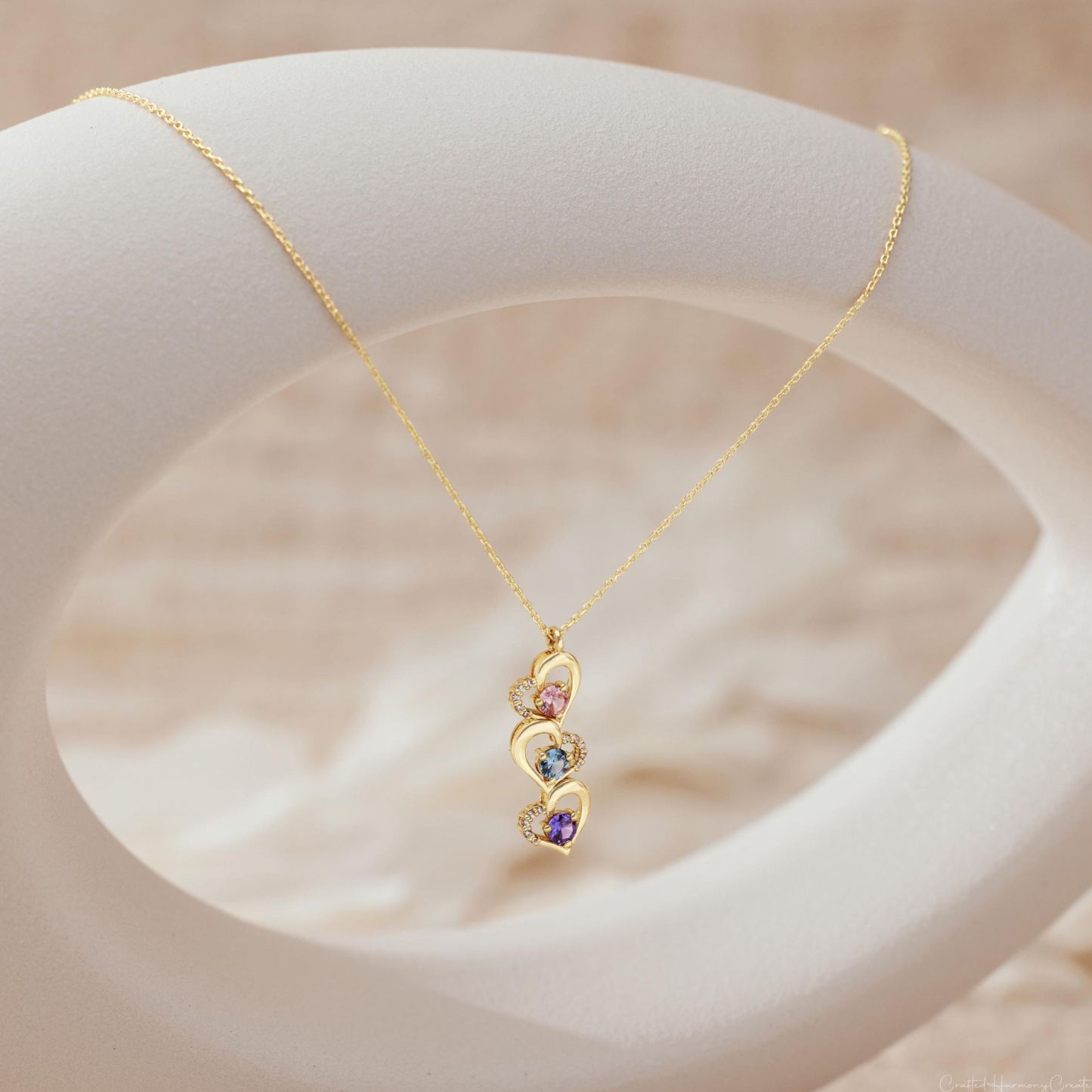 Customized Birthstone Heart Necklace, Family Birthstone Necklace, Multiple Birthstone Necklace, Mother's Necklace, Christmas Gift for Her