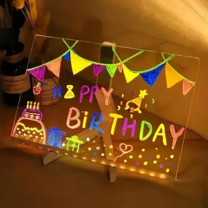 Kids Glow Drawing Board  Erasable LED Writing Pad Lights Christmas Gift for Boys & Girls