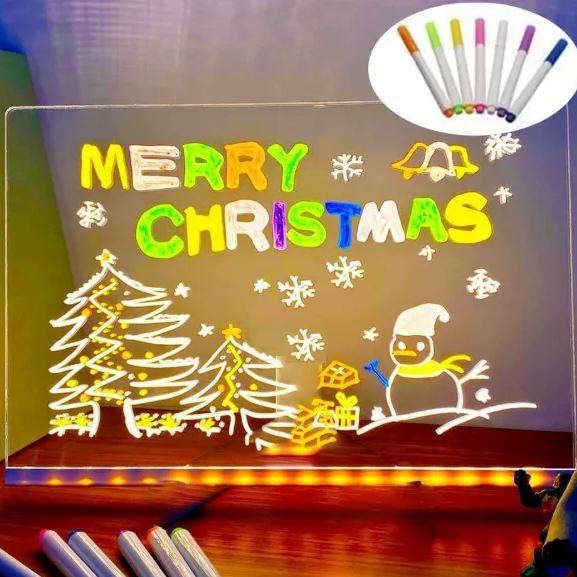 Kids Glow Drawing Board  Erasable LED Writing Pad Lights Christmas Gift for Boys & Girls