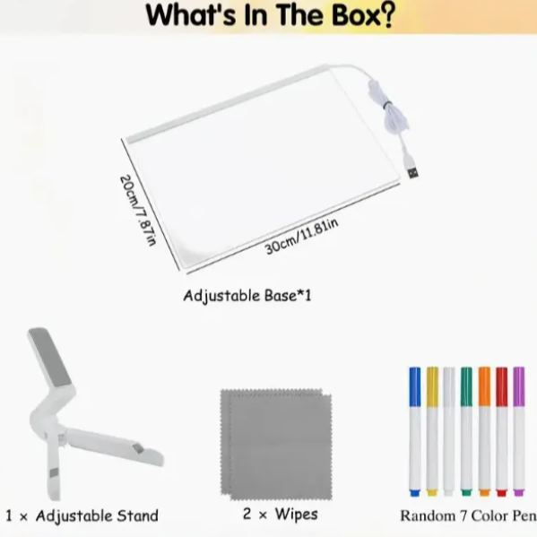 Kids Glow Drawing Board  Erasable LED Writing Pad Lights Christmas Gift for Boys & Girls