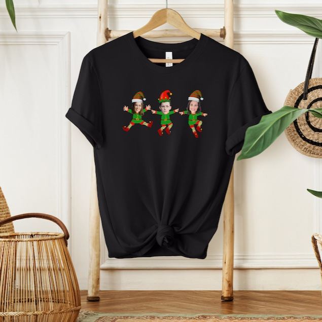 Family Custom Face Christmas Shirt Ugly Christmas Elf Face Custom Shirts Christmas Family Party Shirt Funny Christmas Gift Personalized Gift