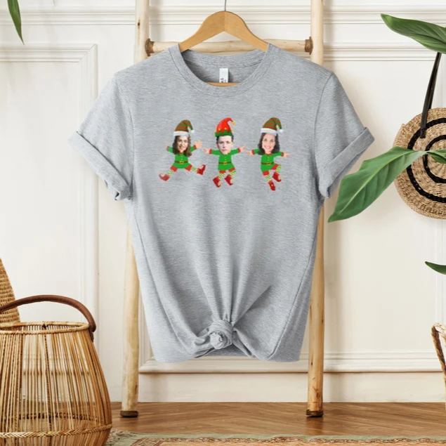 Family Custom Face Christmas Shirt Ugly Christmas Elf Face Custom Shirts Christmas Family Party Shirt Funny Christmas Gift Personalized Gift