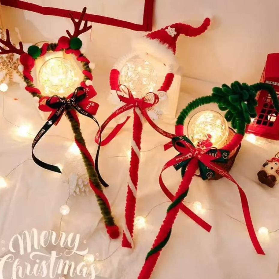 Christmas Magic Wand DIY Kit Pipe Cleaner Craft Set for Kids Fairy Wand Tree Wreath Decoration Gift