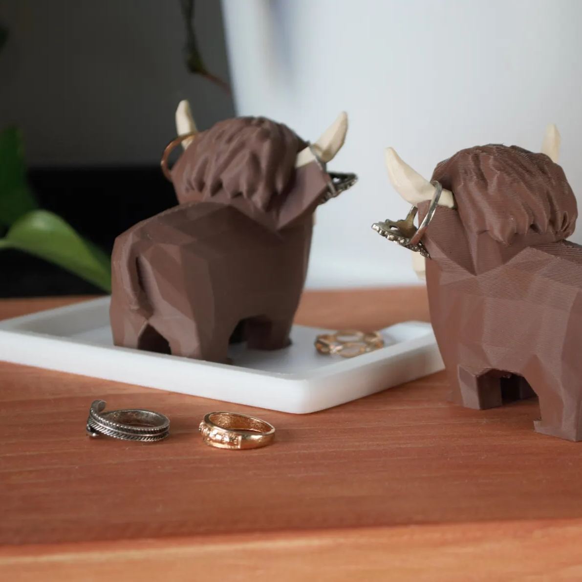 Highland Cow Ring Holder Highland Cow Decor Gift Ring Dish Unique Cute Ring Holder for Ring Display - 3D printed plastic