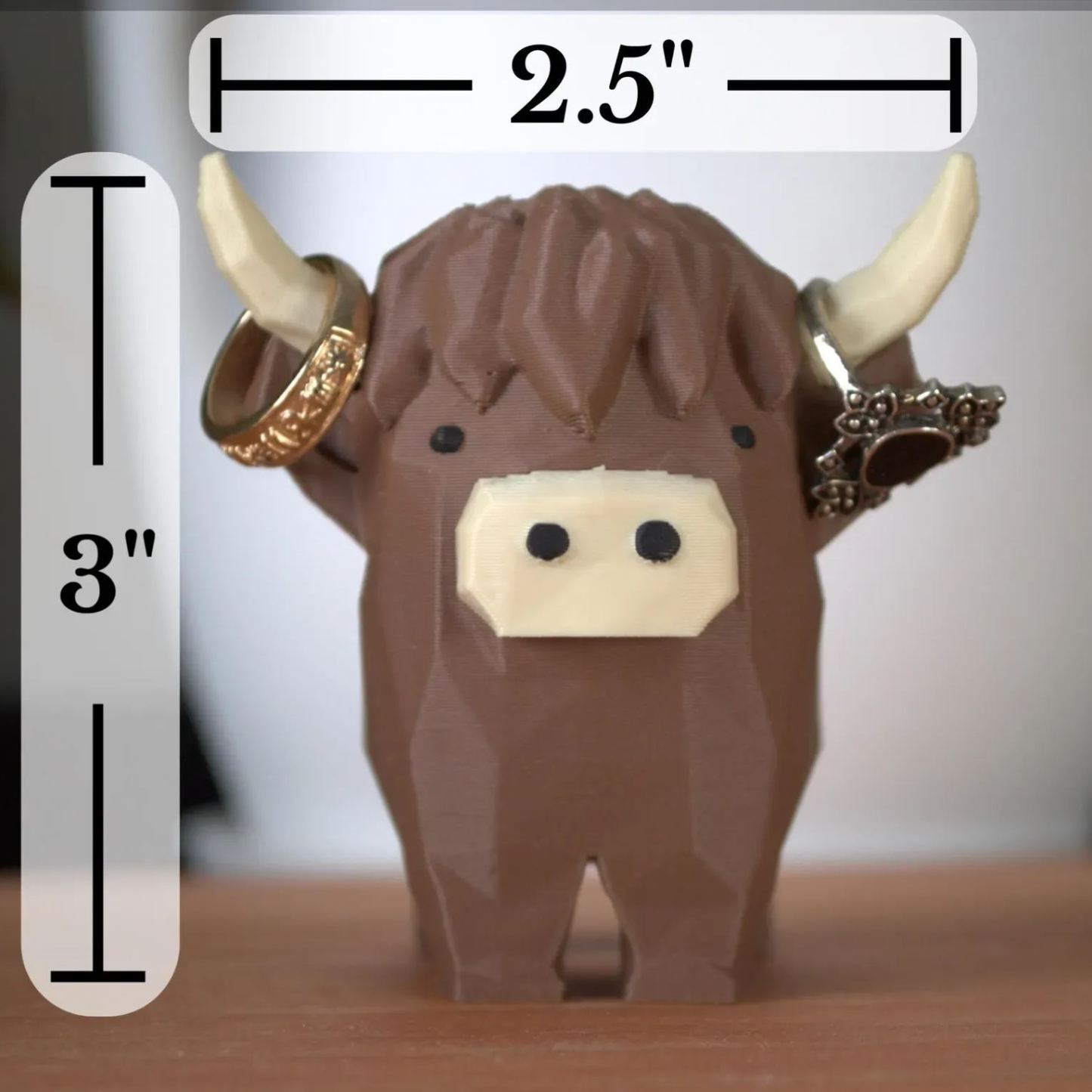 Highland Cow Ring Holder Highland Cow Decor Gift Ring Dish Unique Cute Ring Holder for Ring Display - 3D printed plastic