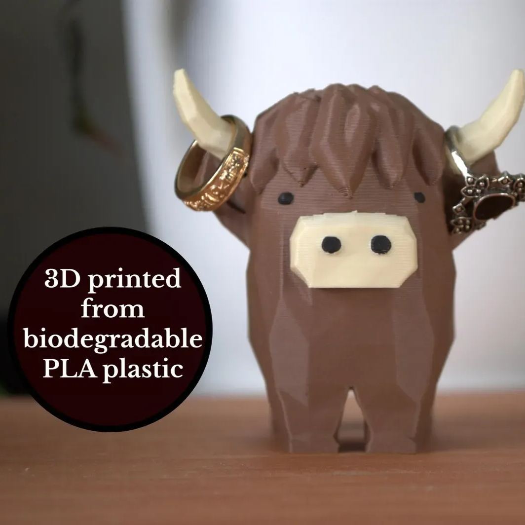 Highland Cow Ring Holder Highland Cow Decor Gift Ring Dish Unique Cute Ring Holder for Ring Display - 3D printed plastic