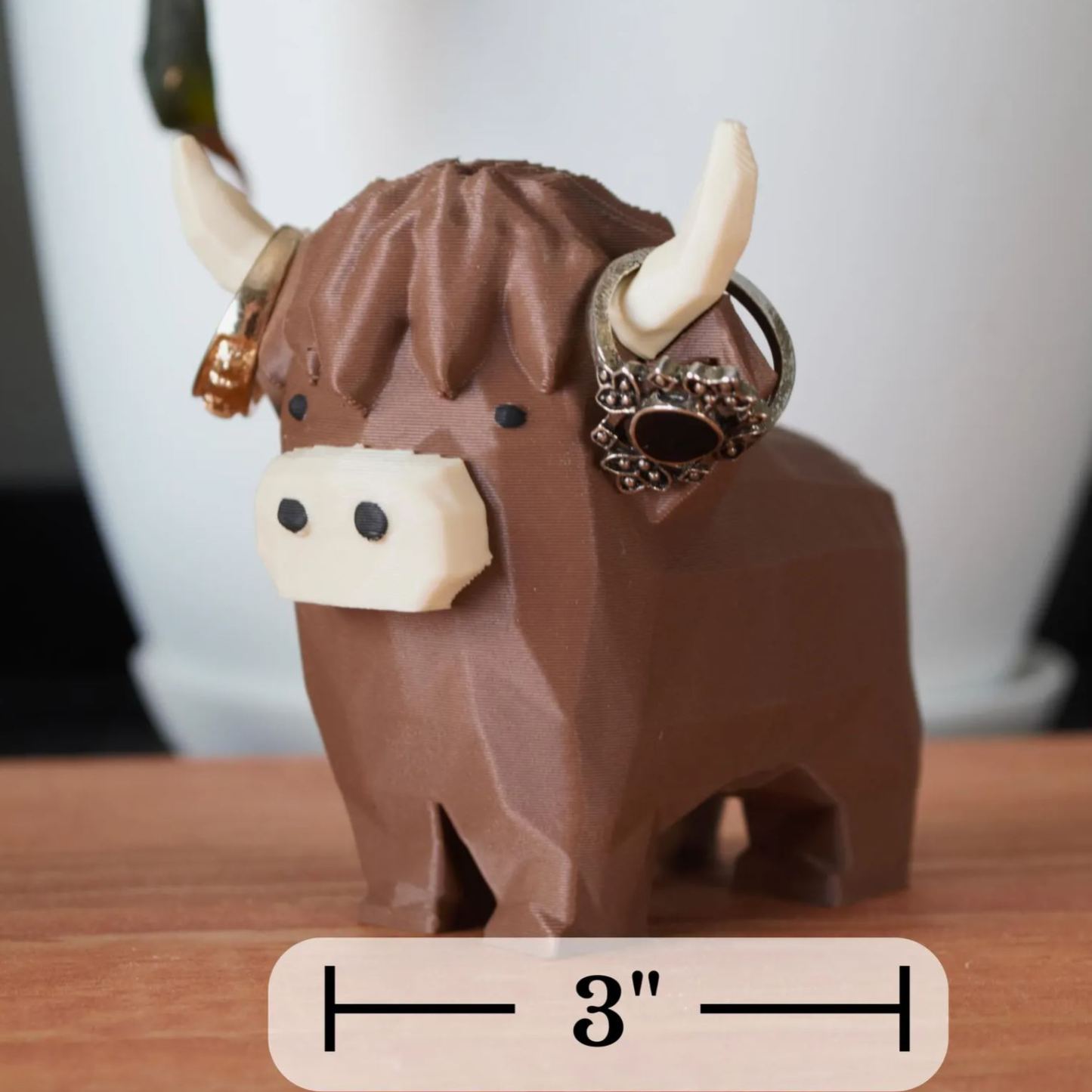 Highland Cow Ring Holder Highland Cow Decor Gift Ring Dish Unique Cute Ring Holder for Ring Display - 3D printed plastic