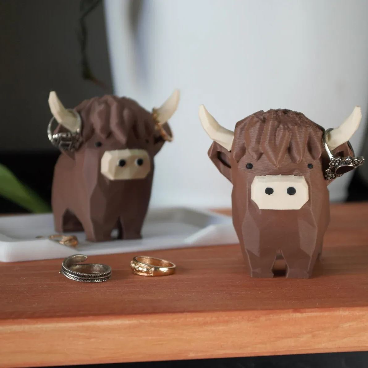 Highland Cow Ring Holder Highland Cow Decor Gift Ring Dish Unique Cute Ring Holder for Ring Display - 3D printed plastic