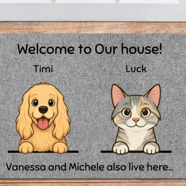 Custom Pet Cartoon Photo Bath Doormat Create Your Doormat Family Doormat Gift