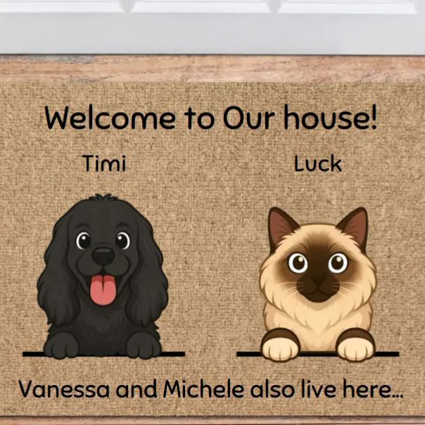 Custom Pet Cartoon Photo Bath Doormat Create Your Doormat Family Doormat Gift