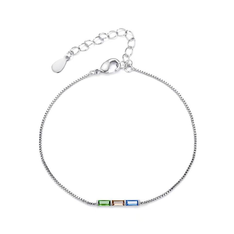 Gold Birthstone Bracelet, Baguette Birthstone Bracelet, Family Birthstone Necklace, Birthstone Bracelet for Women, Valentine Gift