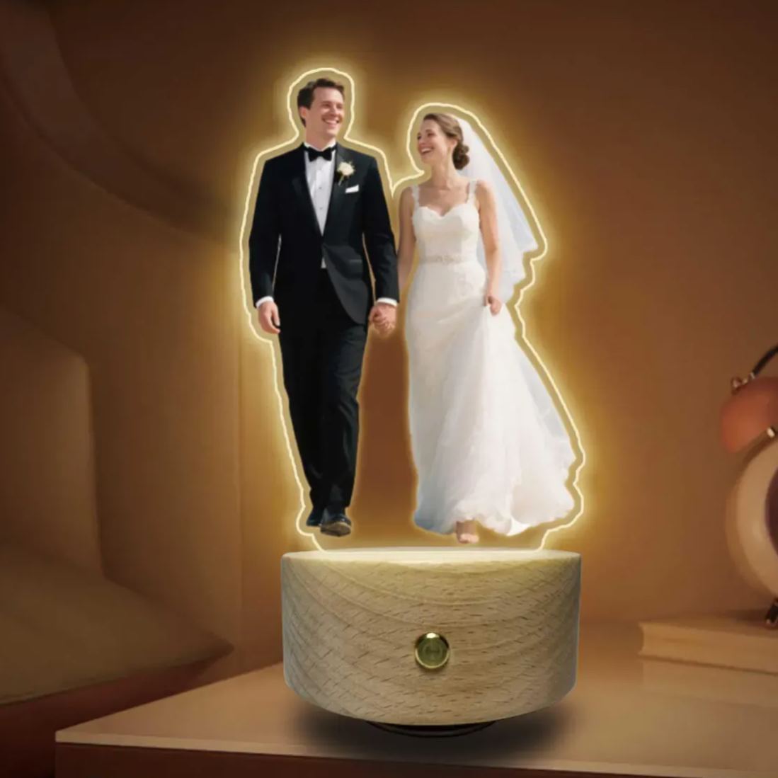 Personalized Gift Photo Cutout Music Box Custom Acrylic Night Light with Picture, Wedding Gift for Couple Valentines Day Anniversary Gift