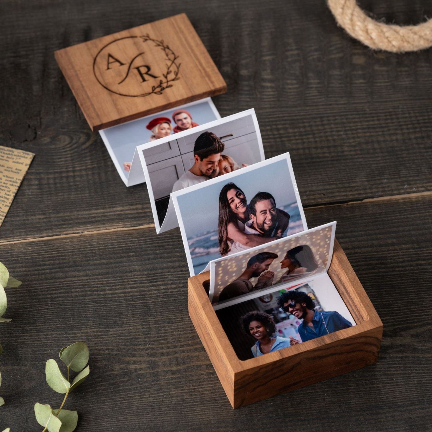 Personalized Walnut Photo Box Anniversary Keepsake Gift