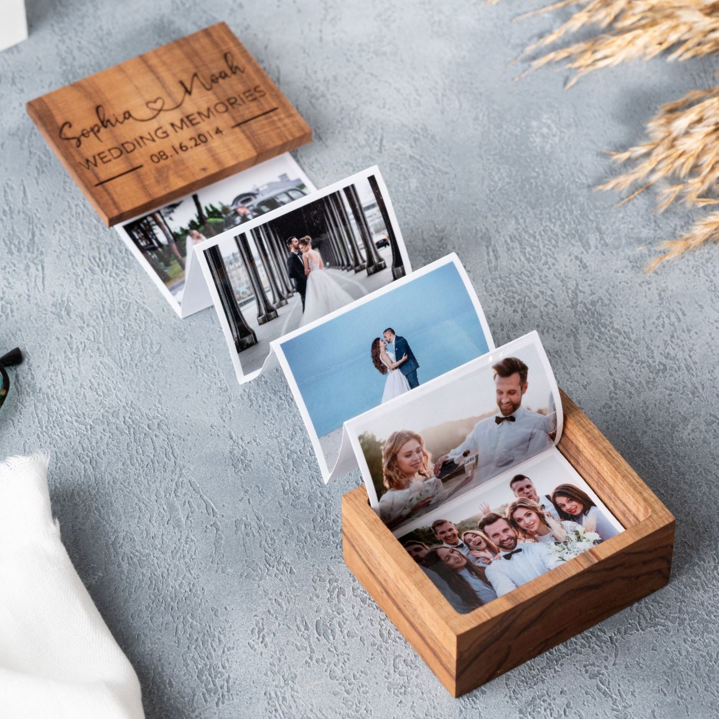 Personalized Walnut Photo Box Anniversary Keepsake Gift