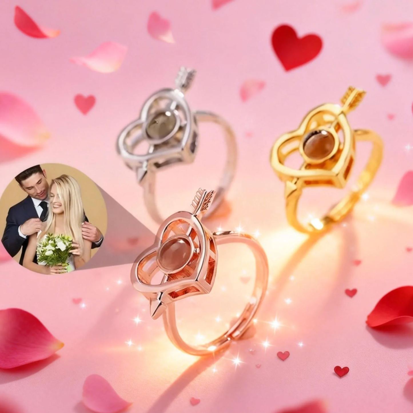 Custom Photo Heart Ring Projection Ring Valentine's Day Gift Idea