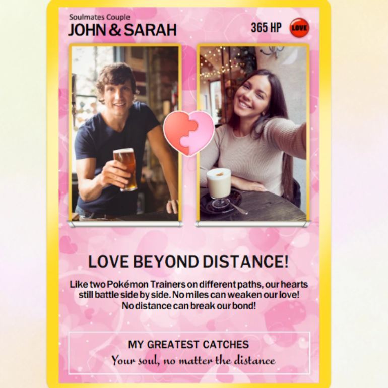 Custom Poke Card Keepsake for Love Beyond Distance - Best Anime-Inspired Couple Anime Style Gifts for Long-Distance Lovers - SantaSocks
