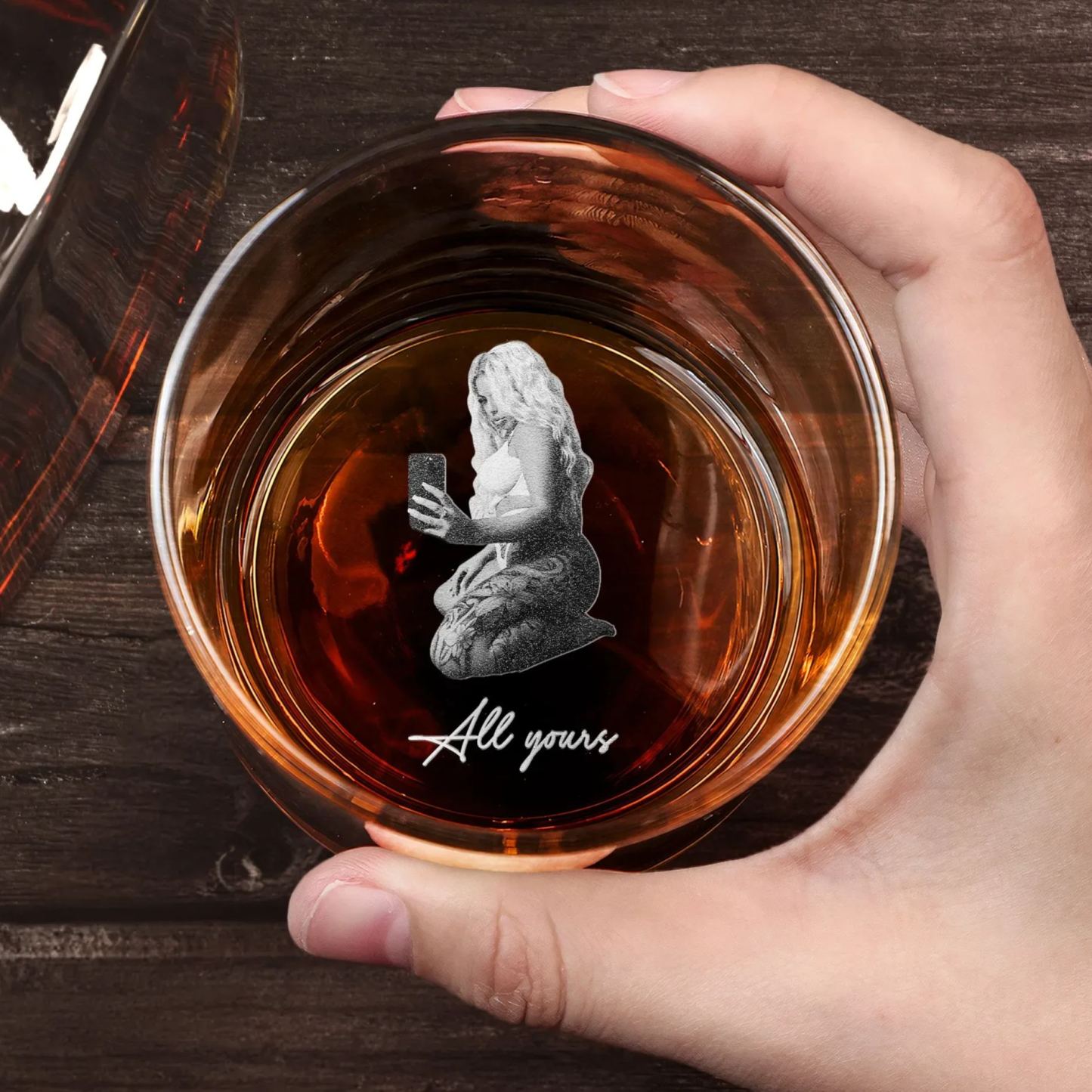 Laser-Engraved Glass With Spicy Photo For Him, Husband, Boyfriend - Personalized Whiskey Glass With Photo - SantaSocks
