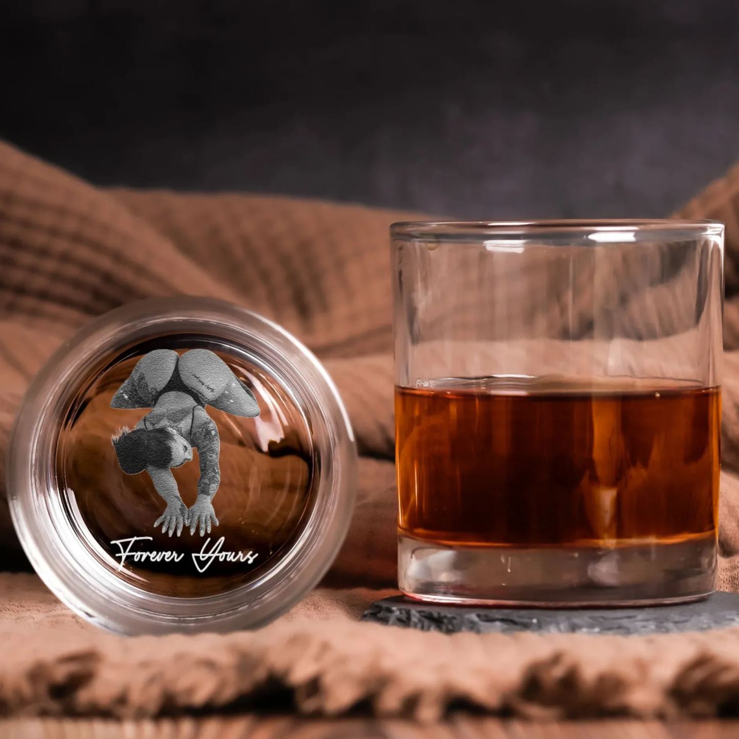 Laser-Engraved Glass With Spicy Photo For Him, Husband, Boyfriend - Personalized Whiskey Glass With Photo - SantaSocks