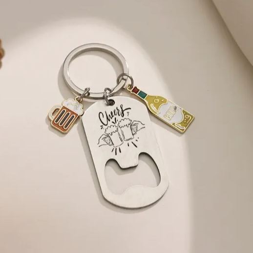 Personalized Engraved Metal Keychain Bottle Opener – Custom Dad Gift for Father’s Day – Mini Beer Opener