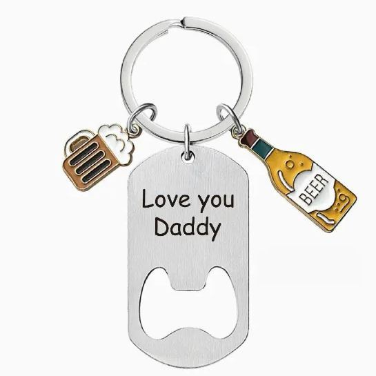 Personalized Engraved Metal Keychain Bottle Opener – Custom Dad Gift for Father’s Day – Mini Beer Opener