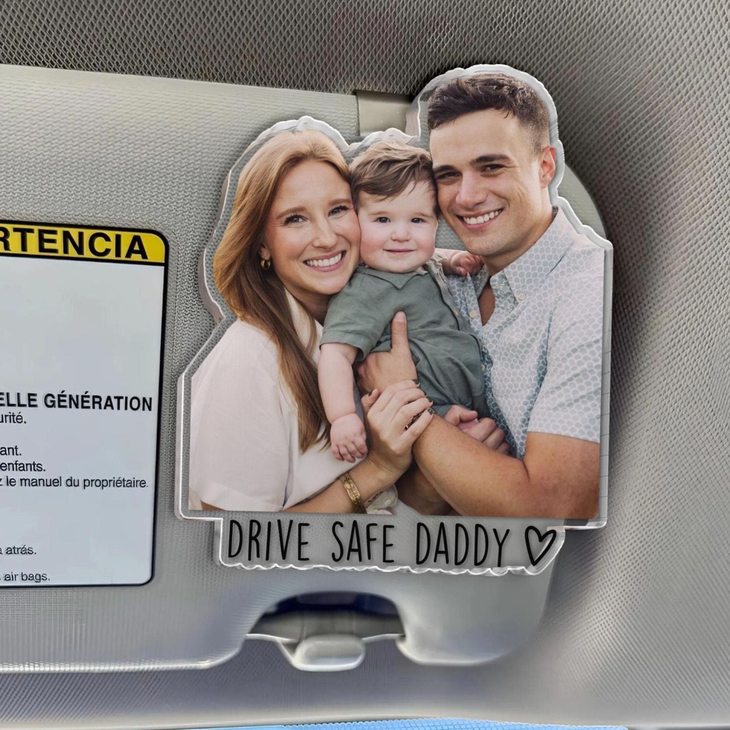 Personalized  Father's Day Gift For Dad, Custom Photo Car Visor Clip, Baby Photo Car Sun Visor Clip, Drive Safe Daddy, Gift For Husband