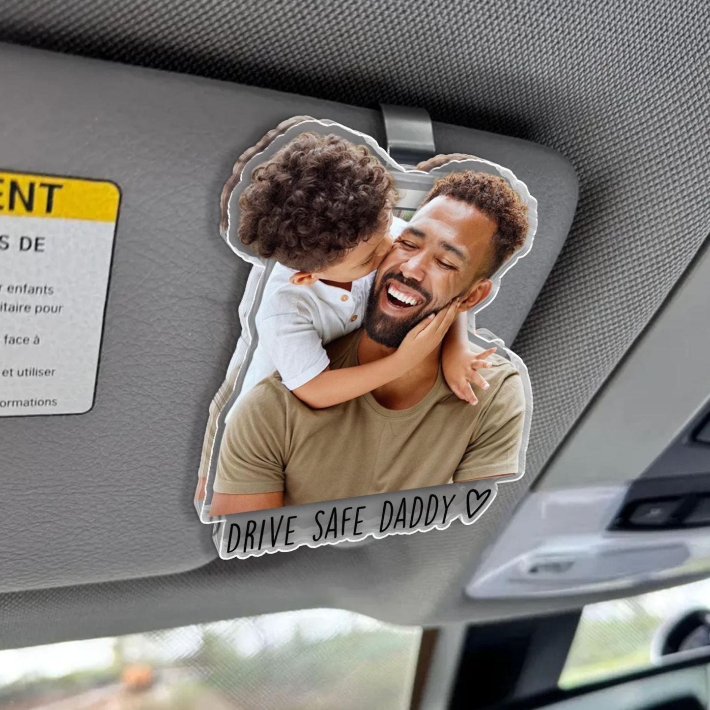Personalized  Father's Day Gift For Dad, Custom Photo Car Visor Clip, Baby Photo Car Sun Visor Clip, Drive Safe Daddy, Gift For Husband