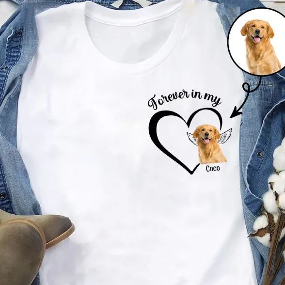 Custom Photo Forever And Always In My Heart - Memorial Personalized Unisex T-Shirt - SantaSocks