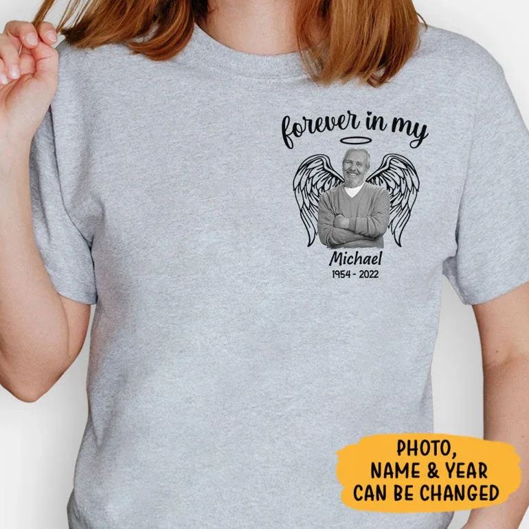 Forever In My Heart, Personalized Shirt, Memorial Gifts, Custom Photo - SantaSocks