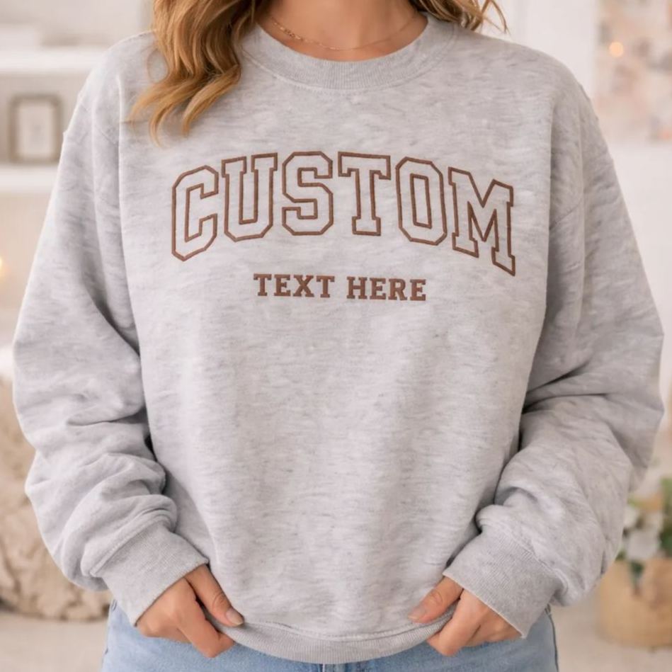 Custom Embroidered College Letter Sweatshirt: Retro Oversized Pullover