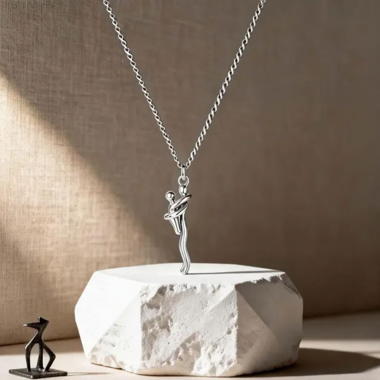 Mother Child Hug Necklace - Two Tone Embrace Pendant Jewelry Gift,Gift for her, Gifts,Mother's Day Gift - SantaSocks
